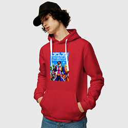 Толстовка-худи хлопковая мужская Jojo and Minecraft - collaboration ai art, цвет: красный — фото 2