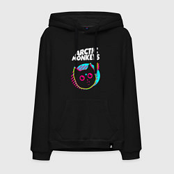 Толстовка-худи хлопковая мужская Arctic Monkeys rock star cat, цвет: черный