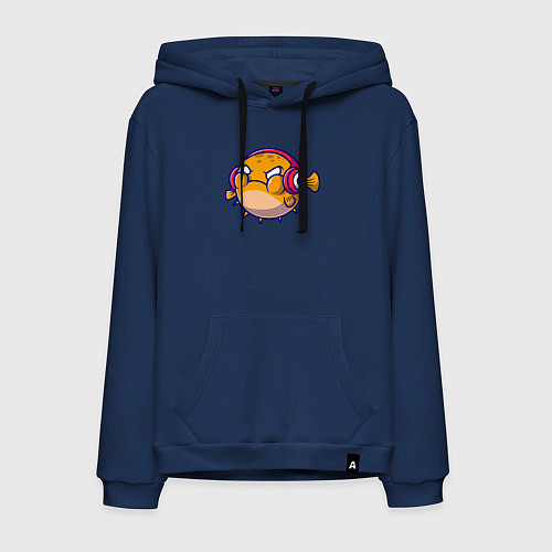 Мужская толстовка-худи Рыбка пухляш / Тёмно-синий – фото 1