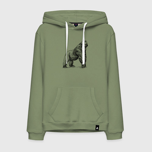 Мужская толстовка-худи Новогодняя обезьяна горилла / Авокадо – фото 1