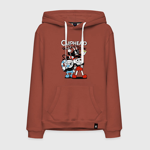 Мужская толстовка-худи Чашки и дьявол / Кирпичный – фото 1