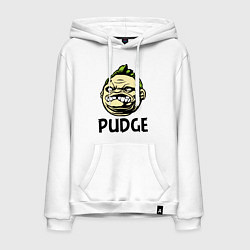 Толстовка-худи хлопковая мужская Pudge Face, цвет: белый