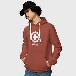 Толстовка-худи хлопковая мужская Laibach - Cross, цвет: кирпичный — фото 2
