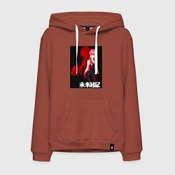Толстовка-худи хлопковая мужская Дневник будущего Юно, цвет: кирпичный