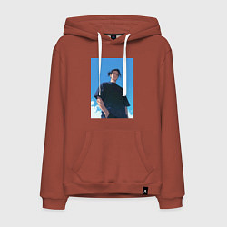 Толстовка-худи хлопковая мужская Сугуру Гэто, цвет: кирпичный