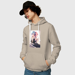 Толстовка-худи хлопковая мужская ReZero Рем - Жизнь с нуля в альтернативном мире, цвет: миндальный — фото 2