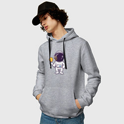 Толстовка-худи хлопковая мужская Космонавт и планета, цвет: меланж — фото 2