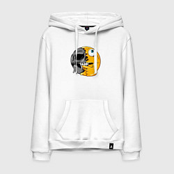 Толстовка-худи хлопковая мужская Думающий смайл, цвет: белый