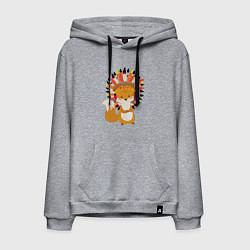 Толстовка-худи хлопковая мужская Fox indian, цвет: меланж
