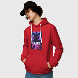 Толстовка-худи хлопковая мужская Freddy - мишка Фредди, цвет: красный — фото 2