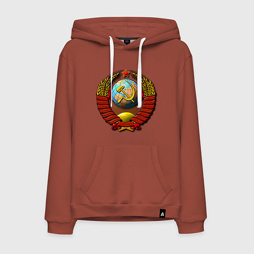 Мужская толстовка-худи Герб хорошей страны ссср / Кирпичный – фото 1