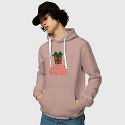 Толстовка-худи хлопковая мужская Gangsta wrapper, цвет: пыльно-розовый — фото 2