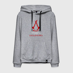 Толстовка-худи хлопковая мужская Assassins creed shadows logo, цвет: меланж