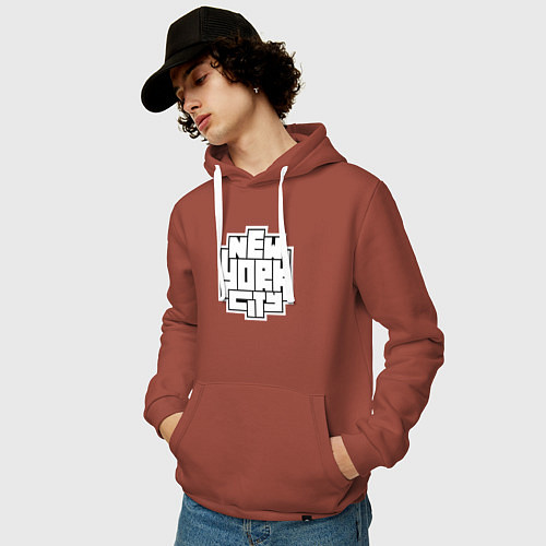 Мужская толстовка-худи Нью-Йорк город / Кирпичный – фото 3