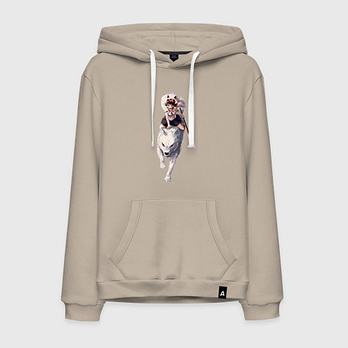 Мужская толстовка-худи Принцесса Мононоке волк / Миндальный – фото 1