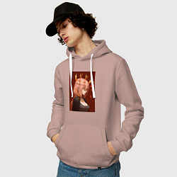 Толстовка-худи хлопковая мужская Человек-бензопила Макима Общественная безопасность, цвет: пыльно-розовый — фото 2