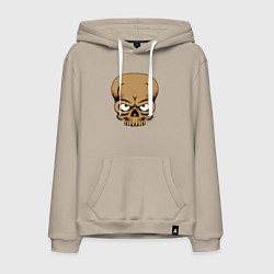 Толстовка-худи хлопковая мужская Хмурый черепок, цвет: миндальный