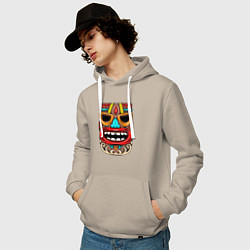 Толстовка-худи хлопковая мужская Tiki mask, цвет: миндальный — фото 2