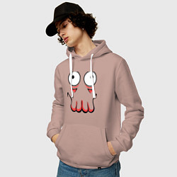 Толстовка-худи хлопковая мужская John Zoidberg Face, цвет: пыльно-розовый — фото 2