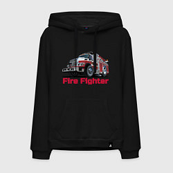 Толстовка-худи хлопковая мужская Fire fighter, цвет: черный