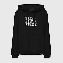 Толстовка-худи хлопковая мужская One piece - логотип, цвет: черный