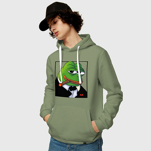 Мужская толстовка-худи Пепе буржуй в смокинге / Авокадо – фото 3