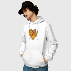 Толстовка-худи хлопковая мужская Pizza heart, цвет: белый — фото 2