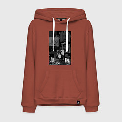 Толстовка-худи хлопковая мужская Эта фарфоровая кукла влюбилась, цвет: кирпичный