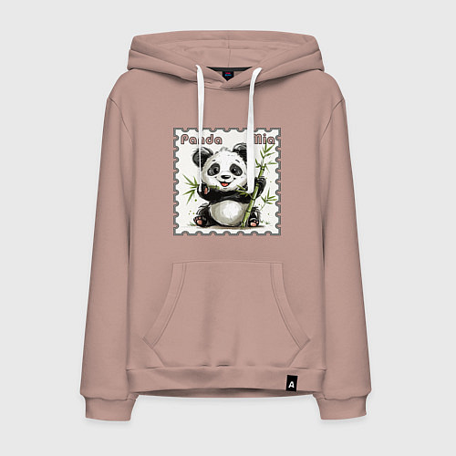 Мужская толстовка-худи Панда Миа акварель / Пыльно-розовый – фото 1