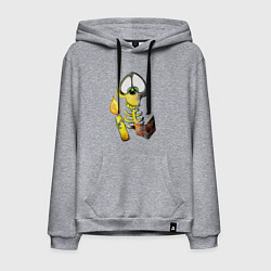 Толстовка-худи хлопковая мужская Скелет ученый, цвет: меланж