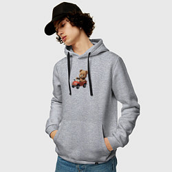Толстовка-худи хлопковая мужская Мишка на машинке, цвет: меланж — фото 2