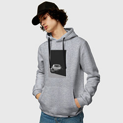 Толстовка-худи хлопковая мужская Porsche 911 легендарный автомобиль, цвет: меланж — фото 2