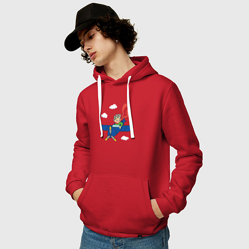 Мужская толстовка-худи Мальчик пилот и самолет / Красный – фото 3