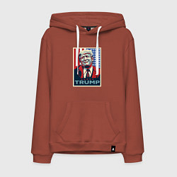 Толстовка-худи хлопковая мужская Трамп Дональд, цвет: кирпичный