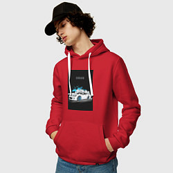 Толстовка-худи хлопковая мужская Subaru авто, цвет: красный — фото 2