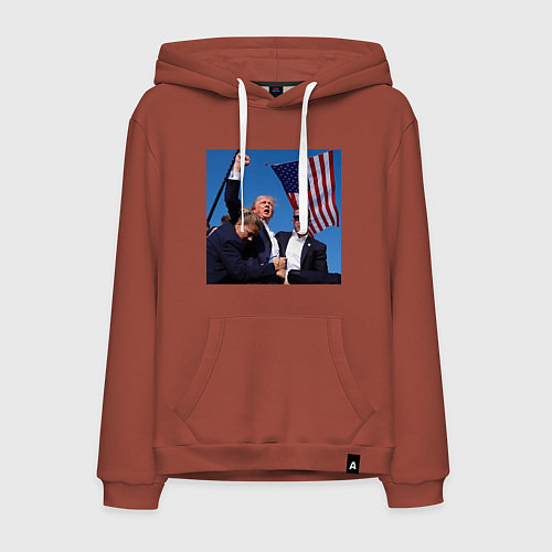 Мужская толстовка-худи Покушение на Дональда Трампа / Кирпичный – фото 1