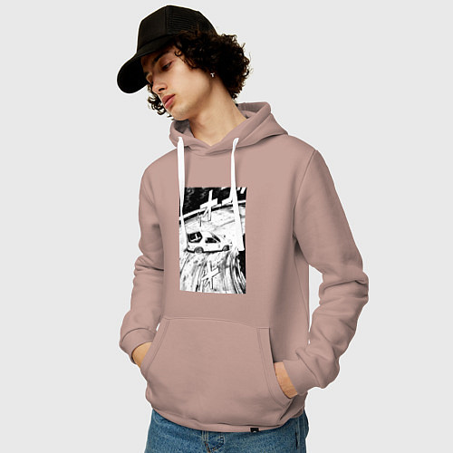 Мужская толстовка-худи Mazda RX-7 гоночный стиль / Пыльно-розовый – фото 3