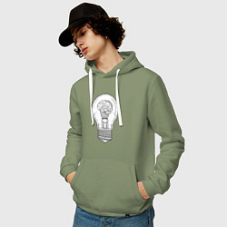 Толстовка-худи хлопковая мужская Мозг и лампочка, цвет: авокадо — фото 2