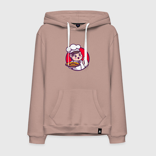 Мужская толстовка-худи Повар и пицца / Пыльно-розовый – фото 1