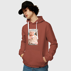 Толстовка-худи хлопковая мужская Учитель стресс, цвет: кирпичный — фото 2