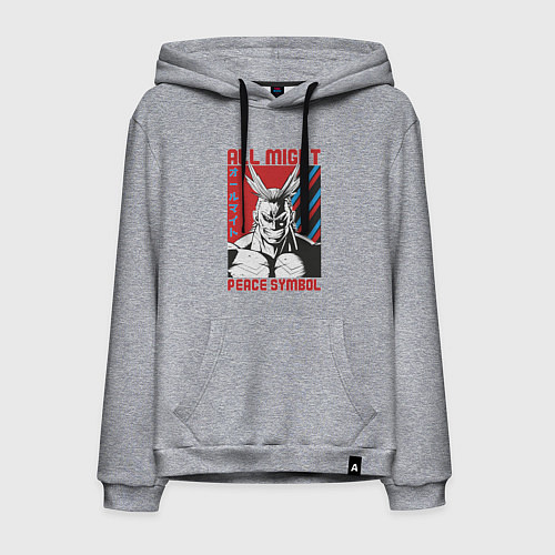Мужская толстовка-худи Моя геройская академия All Might pease symbol / Меланж – фото 1