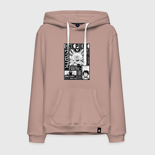 Мужская толстовка-худи Счастливый Луффи - Ван Пис / Пыльно-розовый – фото 1