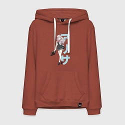 Толстовка-худи хлопковая мужская Алиса Михайловна - Аля иногда кокетничает со мной, цвет: кирпичный
