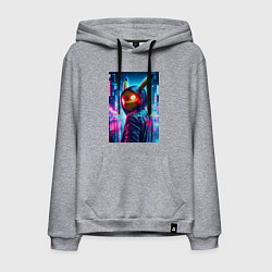 Толстовка-худи хлопковая мужская Крутой Пикачу в модном прикиде - нейроарт, цвет: меланж