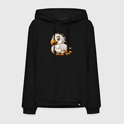 Толстовка-худи хлопковая мужская Белый попугай, цвет: черный