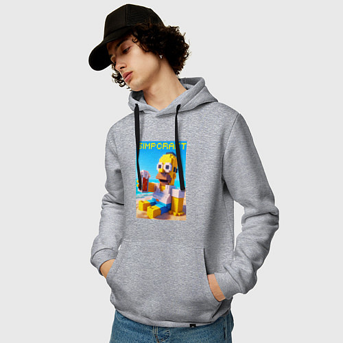 Мужская толстовка-худи Minecraft and Simpsons collaboration - ai art / Меланж – фото 3