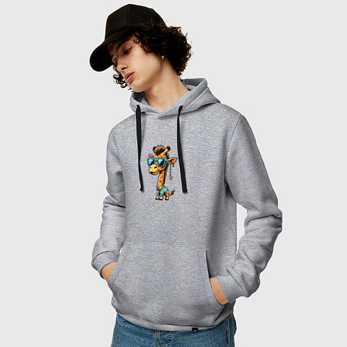 Мужская толстовка-худи Жираф в отпуске карикатура / Меланж – фото 3