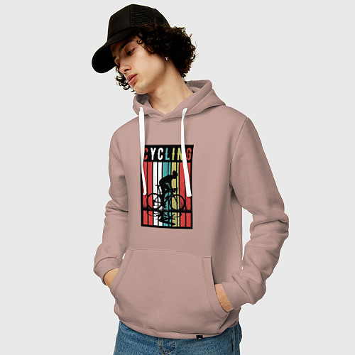 Мужская толстовка-худи Велосипедный спорт / Пыльно-розовый – фото 3