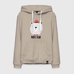 Толстовка-худи хлопковая мужская Идеальный медведь, цвет: миндальный