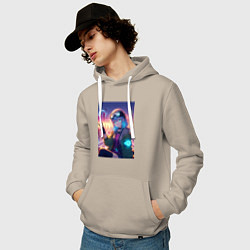 Толстовка-худи хлопковая мужская Кибер Марин - коллаба, цвет: миндальный — фото 2